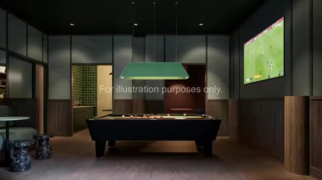 Pool table green lamp large TV entertainment area at The Malt Works in Edinburgh Student Accommodation
