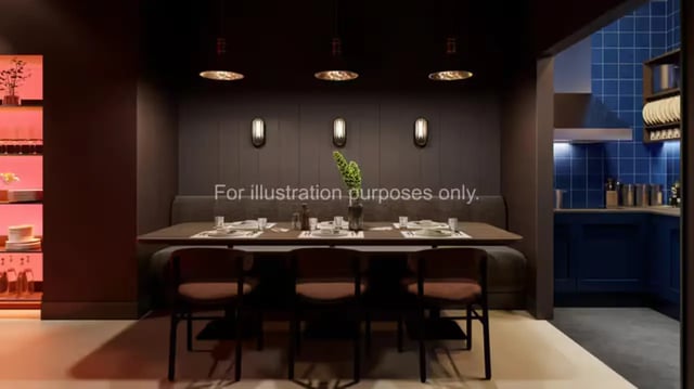 Dining area with table chairs and kitchen kitchen at The Malt Works in Edinburgh Student Accommodation
