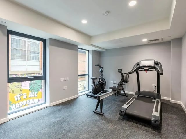 Treadmill rowing machine exercise bike gym at Straits Aire in Leeds Student Accommodation