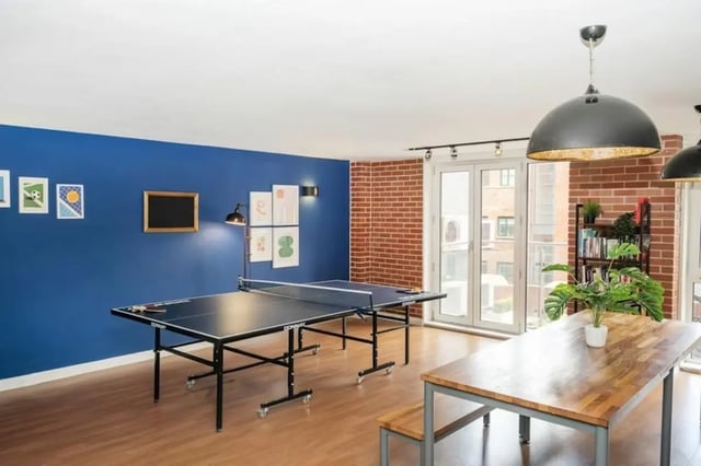 Ping pong tables and dining table common area at Cornerhouse in Sheffield Student Accommodation