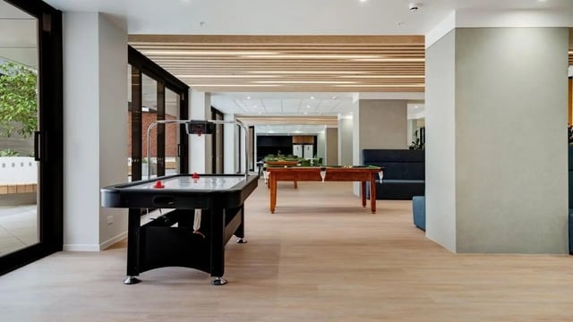 Air hockey table and pool tables common area at UniLodge Auckland Central in Auckland Student Accommodation