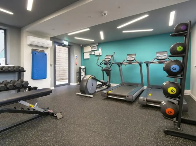 Gym equipment including treadmills and weights gym at Emily Davies in Southampton Student Accommodation