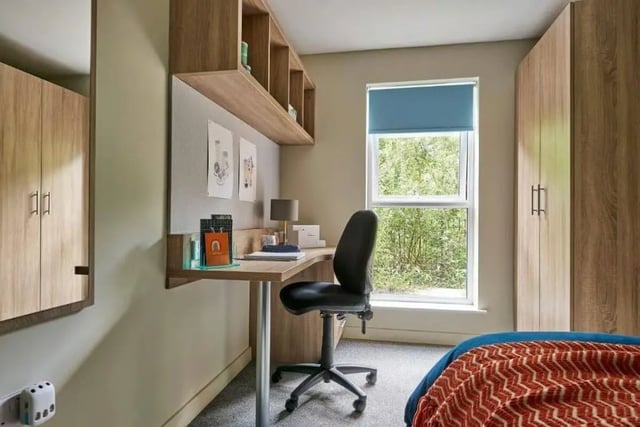 Desk chair window and wardrobes study area at Selly Oak Court in Birmingham Student Accommodation