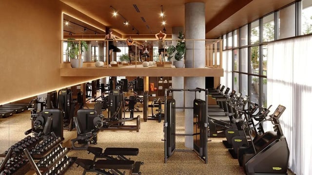 Gym equipment weights and treadmills interior gym at WeAreLiving Preston in Melbourne Student Accommodation