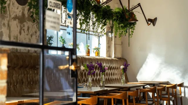 Chairs tables flowers and plants communal area at WeAreLiving Preston in Melbourne Student Accommodation