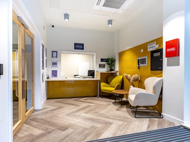 Reception area with chairs and desk reception area at Stanley Studios - Dundee in Dundee Student Accommodation
