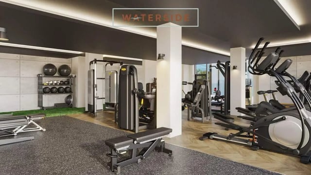 Weight machines exercise balls bench fitness area at Waterside in Bristol Student Accommodation