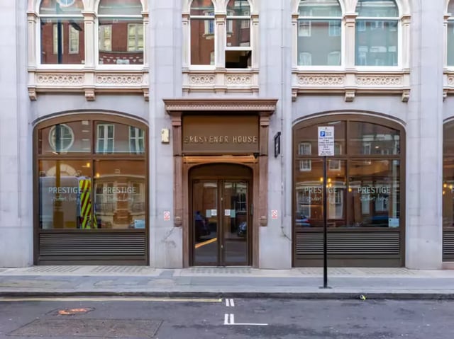 Grosvenor House entrance with arched windows exterior at Grosvenor House in London Student Accommodation
