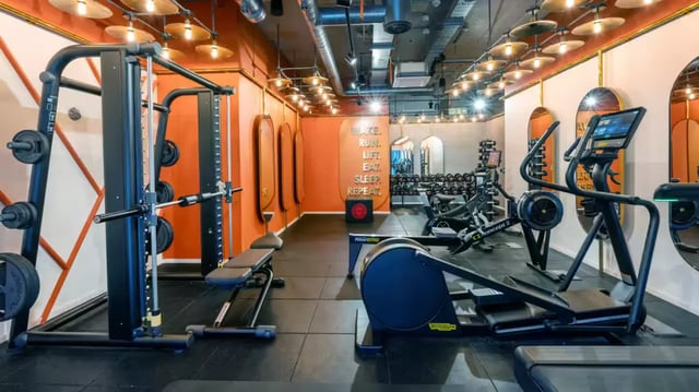 Gym equipment with weights and cardio machines gym at The Aspen in Leicester Student Accommodation