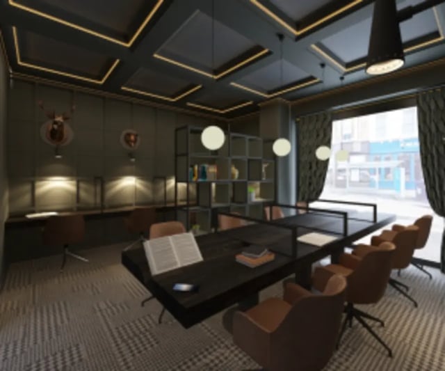 Shared desks with chairs study area at Iconinc The Bonnie in Glasgow Student Accommodation