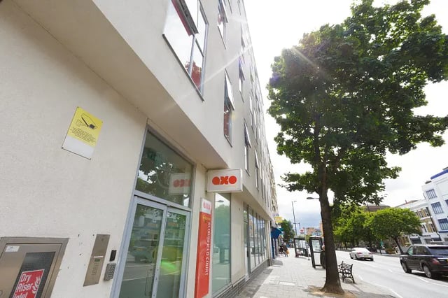 AXO signage glass doors and windows exterior at AXO Islington in London Student Accommodation