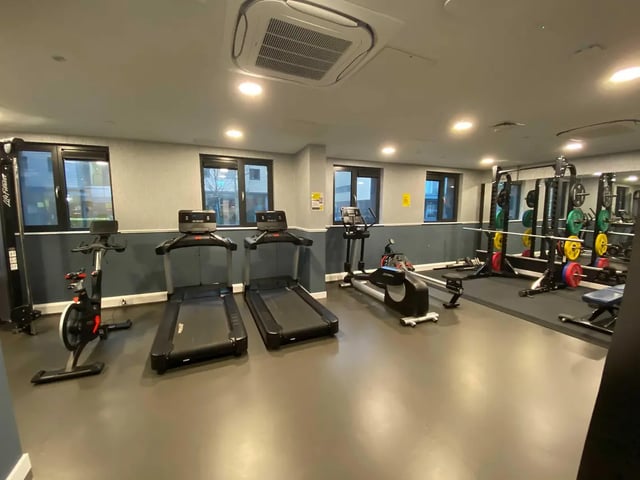 Treadmills rowing machine weight rack gym at Yugo Bailey Point in Bournemouth Student Accommodation