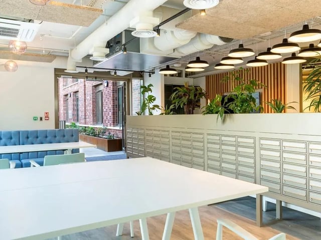 Mailboxes seating and tables communal area at Promenade Student Living in Brighton Student Accommodation