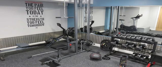 Gym equipment weights rower exercise bike gym at Forest Rise in Loughborough Student Accommodation