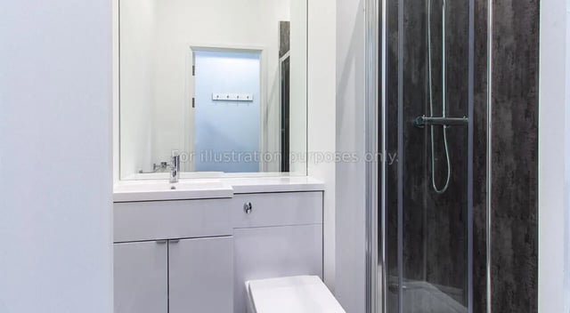 Sink toilet and shower cubicle bathroom at Urban Student Village in Coventry Student Accommodation