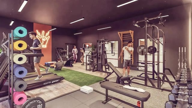 Gym with treadmills weight machines and dumbbells gym at St Chads Student Village in Birmingham Student Accommodation