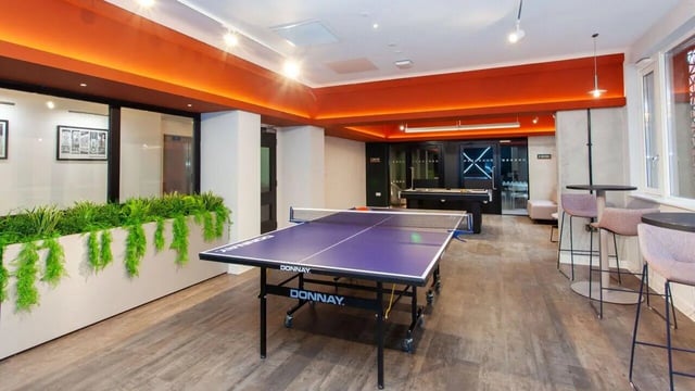 Ping pong table pool table seating common room at Sheares Hall in Newcastle Upon Tyne Student Accommodation