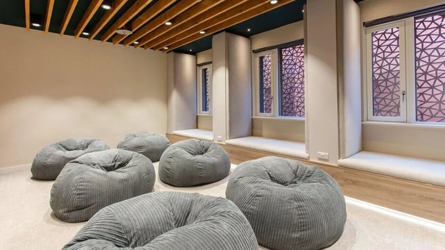Beanbag chairs in common area at Sheares Hall in Newcastle Upon Tyne Student Accommodation