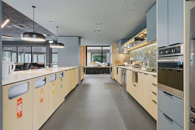 Kitchen counters kettles ovens and cabinets kitchen at Mayoral Drive Student Accommodation in Auckland Student Accommodation