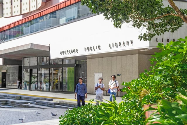Auckland Public Library entrance with students exterior at Mayoral Drive Student Accommodation in Auckland Student Accommodation