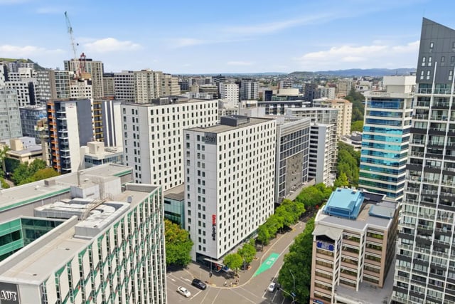 Modern student accommodation buildings cityscape exterior at Mayoral Drive Student Accommodation in Auckland Student Accommodation