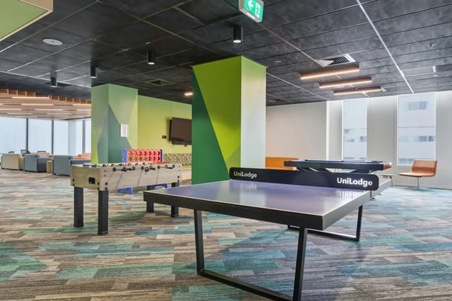 Foosball table ping pong table UniLodge common area at Mayoral Drive Student Accommodation in Auckland Student Accommodation
