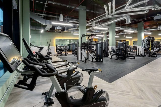Gym equipment stationary bikes and weight machines gym at True Nottingham in Nottingham Student Accommodation