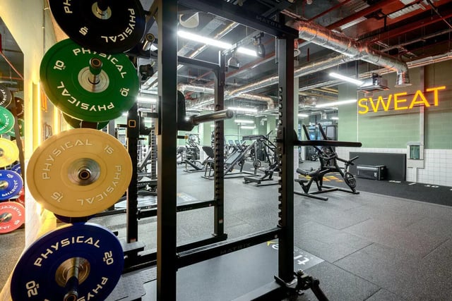 Weights racks and gym equipment fitness area at True Nottingham in Nottingham Student Accommodation