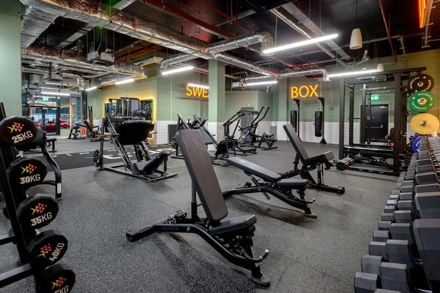 Weight racks benches boxing bags gym equipment gym at True Nottingham in Nottingham Student Accommodation