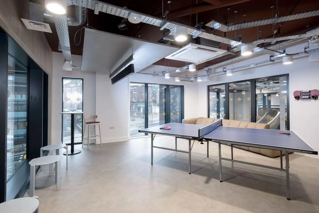 Ping pong table and sofa common area at True Sheffield in Sheffield Student Accommodation
