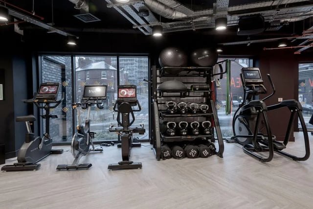 Exercise bikes elliptical weights gym gym at True Sheffield in Sheffield Student Accommodation