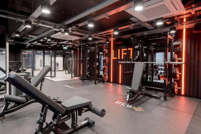 Gym equipment weights and bench press gym at True Sheffield in Sheffield Student Accommodation