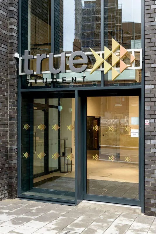 True student accommodation entrance exterior at True Sheffield in Sheffield Student Accommodation