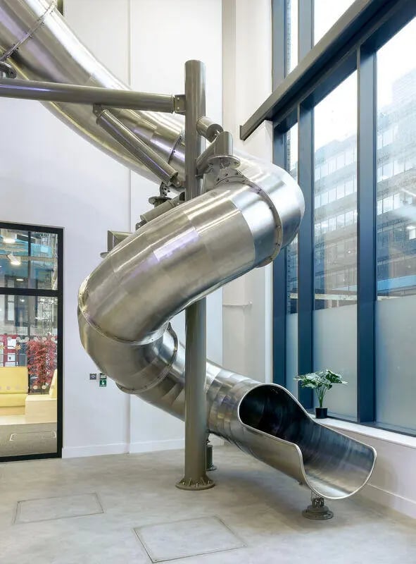 Spiral slide in communal area playing area at True Sheffield in Sheffield Student Accommodation