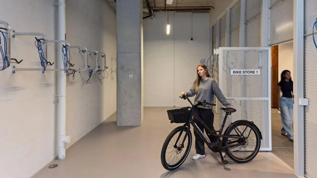 Bike racks bicycle and two women bike store at UniLodge Perth Central in Perth Student Accommodation