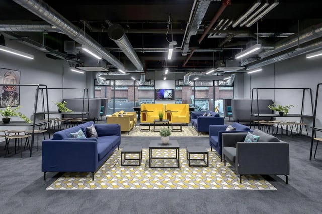 Modern common area with sofas tables and booths living room at True Leicester in Leicester Student Accommodation