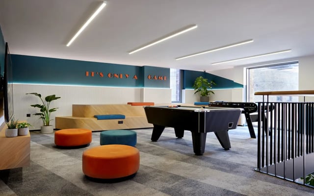 Pool table foosball table ottomans social area at Student Castle Durham in Durham Student Accommodation