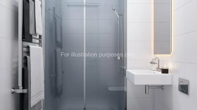 Towel rack sink mirror shower unit bathroom at Axiom in Stoke-On-Trent Student Accommodation
