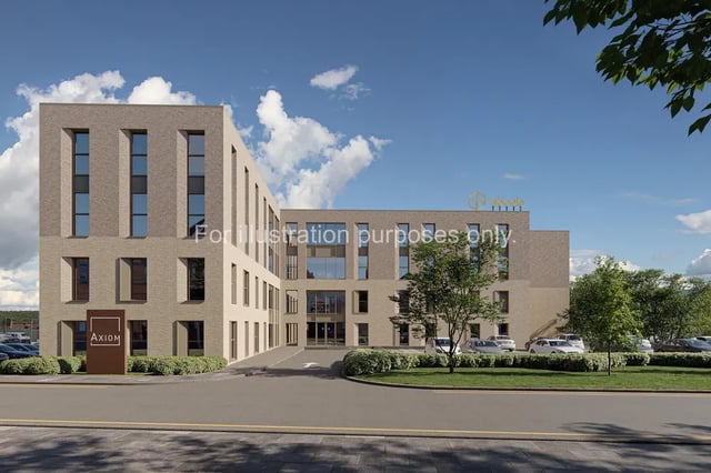 Modern Axiom building with parking exterior at Axiom in Stoke-On-Trent Student Accommodation