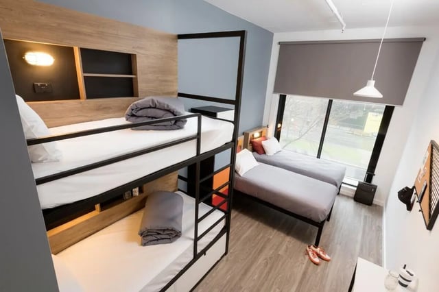 Bunk beds twin beds window blinds lighting Bedroom at The G Living in Perth Student Accommodation