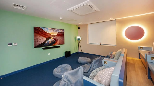 Large television beanbags and sofas lounge area at Wick Park in London Student Accommodation