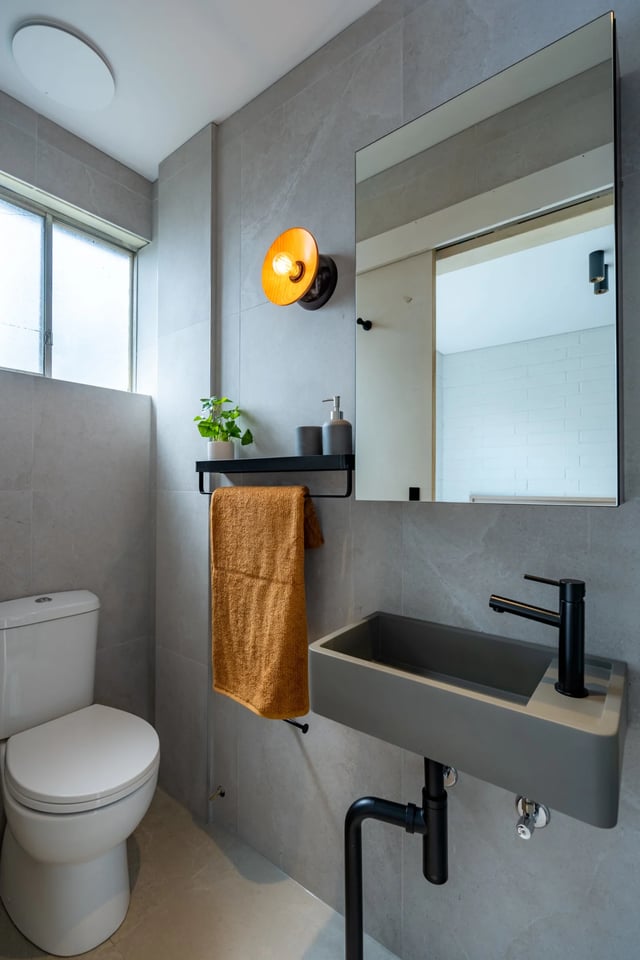 Toilet sink mirror towel plant bathroom at UKO Balmain in Sydney Student Accommodation