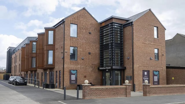 Waterloo House building exterior with modern windows at Waterloo House in York Student Accommodation