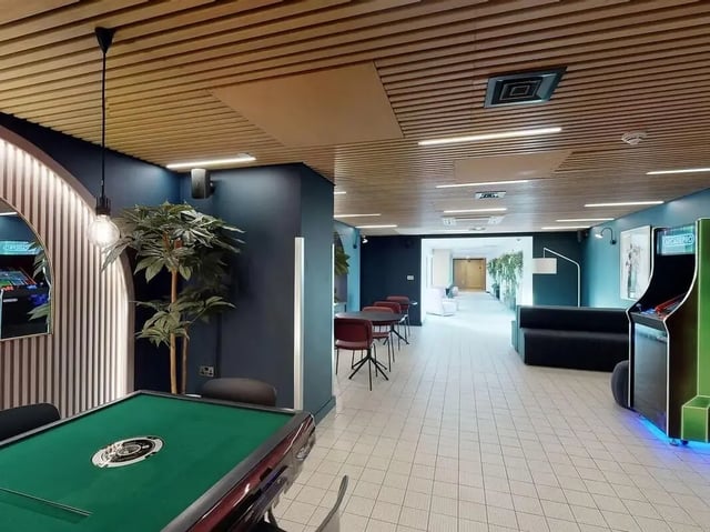 Mahjong table arcade machine sofa lounge area at COSMOS in Sheffield Student Accommodation