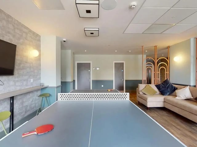 Ping pong table sofa and chairs communal area at Crown Place Swansea in Swansea Student Accommodation