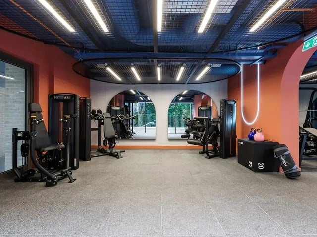 Fitness machines mirrors and exercise equipment gym at Yugo Bottleworks in Cork Student Accommodation