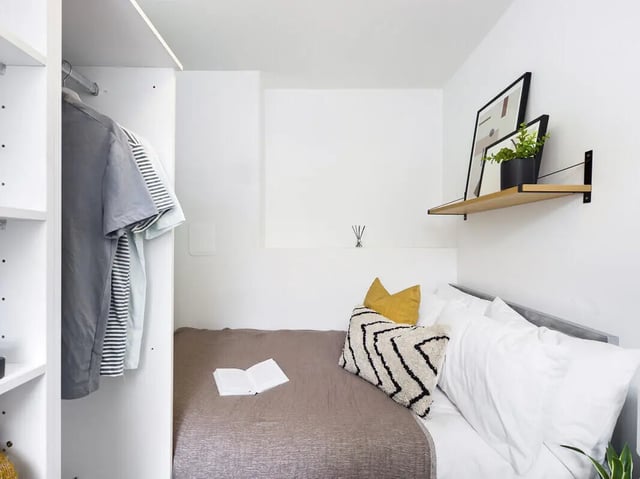Closet bed pillows artwork shelf bedroom at 5 Bedroom House at 31, Gladstone Terrace in Lancaster Student Accommodation