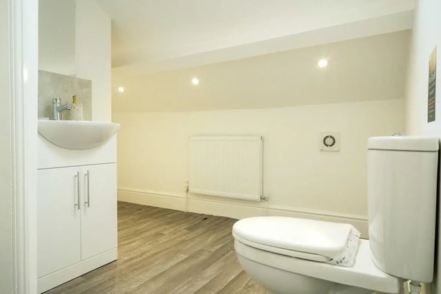 Toilet sink and radiator clean modern bathroom at 6 Bedroom House at 1, Baggholme Road in Lincoln Student Accommodation