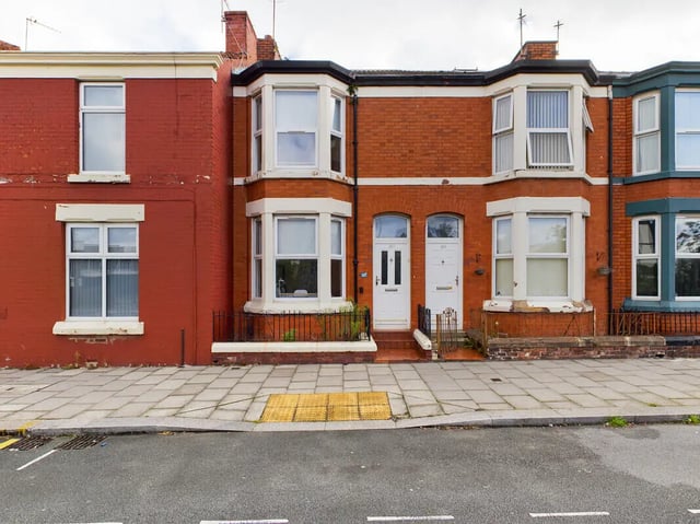 Red brick terraced houses with bay windows exterior at 4 Bedroom House at 107, Hall Lane in Liverpool Student Accommodation