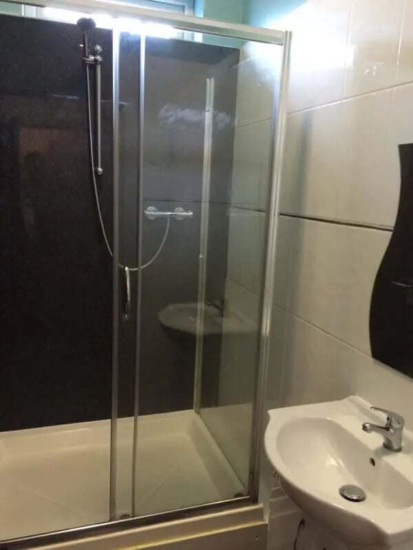 Shower stall and sink bathroom at 8 Bedroom House at 73, Dallas Street in Preston Student Accommodation